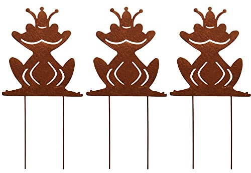 Gartenstecker Rost Frösche im 3er Set