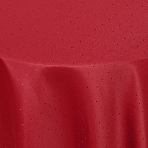 Punkte Muster Optik Tischdecke Größe, Form und Farbe wählbar Oval 160 x 260 cm Rot Damast Tafeldecke Pflegeleicht
