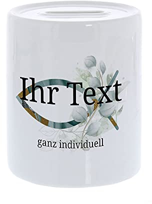 stempel-fabrik – personalisierbare Spardose mit Wunschtext – Aquarell Motiv Fisch – individuelles Geldgeschenk für Erwachsene und Kinder – perfekte Geschenkidee für jeden Anlass