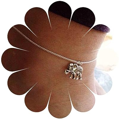 Yheakne Boho Elefant Knöchel Armband Silber Fußkettchen Armband Vintage Tierkette Fußkettchen Sommer Strand Fußkette Schmuck Für Frauen Und Mädchen