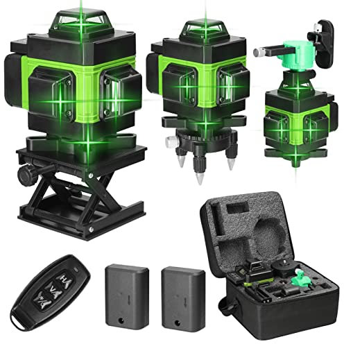 Geevorks Multifunzionale 4D 16 Linee Livella Laser Autolivellante Livellamento Batteria Al Litio Ricaricabile USB con Base Rotante, Telecomando, 2 * Batterie 2400mAh.