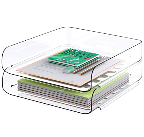 Tomorotec 2 Stück büro zubehör, briefablage a4, transparent, PET, stapelbar, Dokumenten-Organizer, Büro, ablage Schreibtisch,Schreibtisch