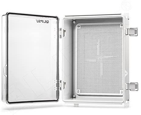 QILIPSU Waterproof Outdoor Junction Box, IP67 ABS Plastic Electrical Enclosure with Mounting Plate, Wall Brackets, Weatherproof Hinged Clear Cover for Projects (14.8x10.8x6.1 CC)