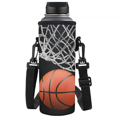 Jndtueit Basketball Water Bottle Sleeve, 3D Ball Carry, Protect and Insulate Your Flask for Women Hiking Camping Travelling