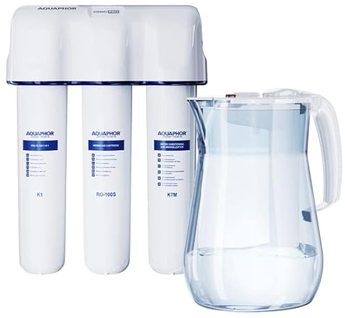AQUAPHOR RO-312S PRO Umkehrosmoseanlage + 2,5 Liter Wasserkrug mit Schwimmerschalter