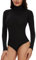 Joyshaper Damen Body Langarm Elegant Bodysuit Stehkragen Oberteil Bluse Langarmbody Langarmshirt Overalls Hemd Long Sleeve Tops Schwarz,M