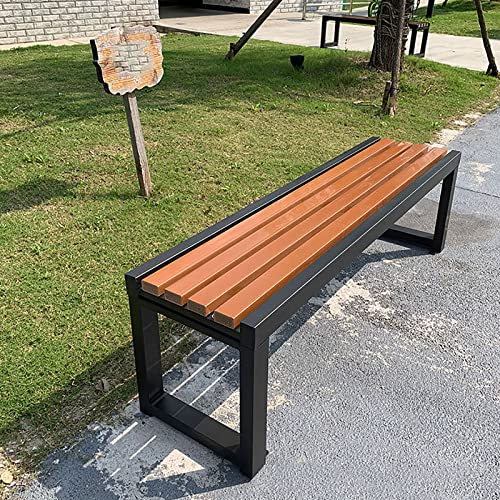 WYZCHDM Gartenbank Ohne Lehne Outdoor Patio Bänke, Gartenbank Metall Wetterfest, Gartenbank Aus Holz, Garten Sitzbank, Bietet Platz für 2-3 Personen für Patio-Deck-Rasen 180 * 40 * 45cm A