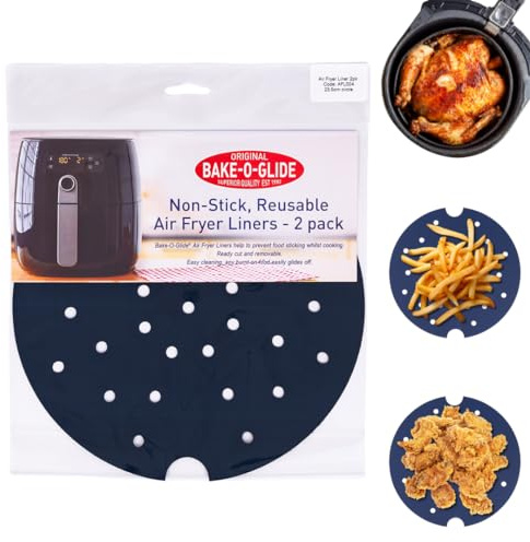 Bake-O-Glide Air Fryer Liners, AFL002, 235mm Diameter Round, Pack of 2, Blue