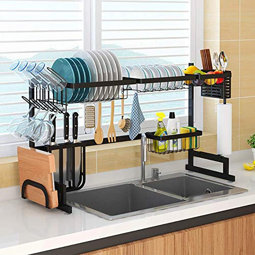 RWRAPS Above sink plate drying rack, stainless steel dish drainer rack shelf for kitchen supplies storage counter organizer C. (C)