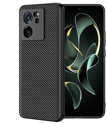 Fitudoos Hülle für Xiaomi 13T/13T Pro Hülle,Staubdicht und Anti-Fingerprint Stoßfest rutschfest Weiches TPU Kohlefaser Kratzfest,Flexible Slim Bumper Schutzhülle - Schwarz.