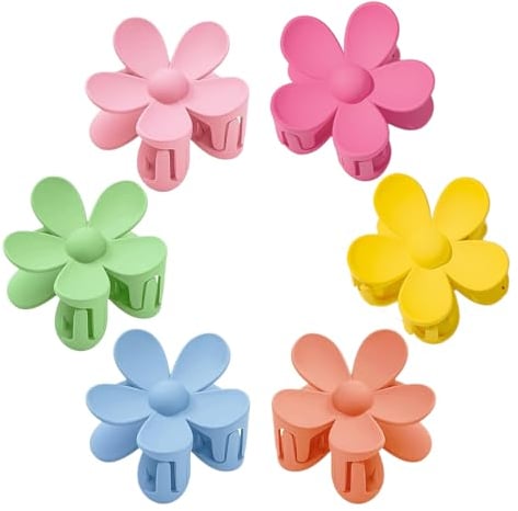 6 Pezzi Mollette Capelli Donna Elegante Mollettone Capelli Donna Fiore In Plastica Pinze per Capelli Grande Antiscivolo Colorate