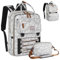 Tonyeee Wickelrucksack Rucksack- Abnehmbare Cross Body Flasche, Wickeltasche Reisen Essentials Baby Tasche mit Wickelauflage,Stylish Wickeltasche für Mama/Papa-Grau-Weiß