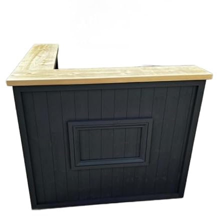Grey/Clear Top Fridge adapted L Shaped Bar, Wooden Bar, Garden Bar, Home Bar, Indoor and Outdoor Bar, Gin Bar, Cocktail Bar, Man Cave Bar, Version 4 (130x150x102cm, Left)