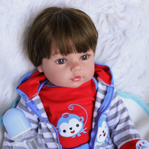 RUNGQIANY 22 Zoll 55cm Echte Babypuppen, die echt Aussehen Weiches Silikon Vinyl Reborn Babypuppen Handgemachte Reborn Puppen Junge Mädchen Spielzeug Geschenk Xmas Geschenk Lebensechte Neugeborene