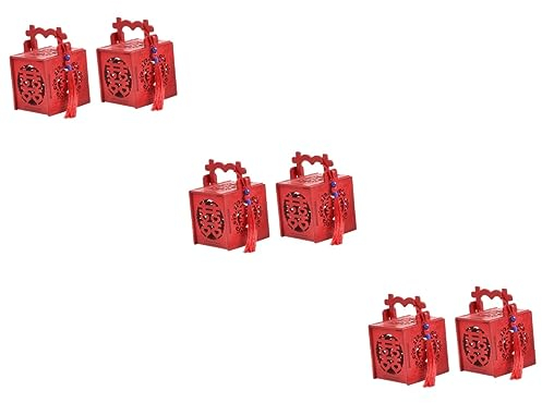 Didiseaon 6 Pièces Petits Contenants Mini Lanternes Chinoises Bonbons Chinois Coeurs De Bonbons Rouges Chinois Bébé Mini-bonbons Petit Coffret Bambou De Bébé