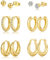 6 Paar Ohrringe Gold Set,14k Echt Vergoldete Creolen und Ohrstecker Gold für Damen Hypoallergen Knorpel Huggie Creolen Klein und Kugel Zirkonia Ohrstecker für Mehrere Ohrlöcher