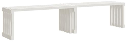 vidaXL Gartenbank, Sitzbank Parkbank Ausziehbar, Bank Holzbank für Garten Terrasse, Außenbank Gartenmöbel, Weiß 212,5x40,5x45 cm Massivholz Kiefer