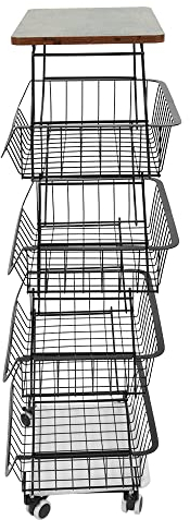 HUOLE Cesta de Frutas de 5 Niveles, Estante para Verduras, encimera, frutero, Estante de Metal, Accesorios de Cocina, Cesta de Almacenamiento, Soporte para frutas-40 * 30 * 94cm (Negro)
