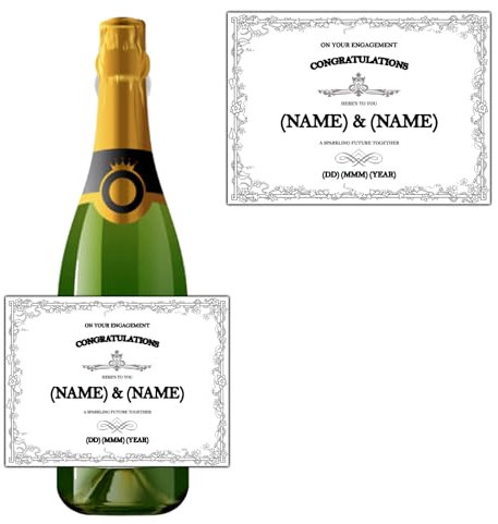 Personalised Prosecco Champagne Bottle Label Sticker for Birthday Engagement Anniversary Christmas