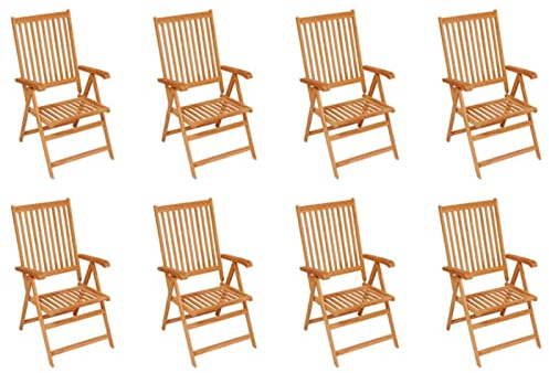 Rantry Garten-Liegestühle 8 STK. Gartenstühle Sessel Stühle Relaxstuhl Balkonstuhl Terrassenstuhl Balkonstühle Relaxstühle Massivholz Teak