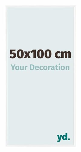 yd. Your Decoration - Cadre photo 50x100 cm - Blanc Brillant - Cadre Photo en Plastique Avec Verre acrylique - Anti-Reflet - Cadre 50x100 - Evry