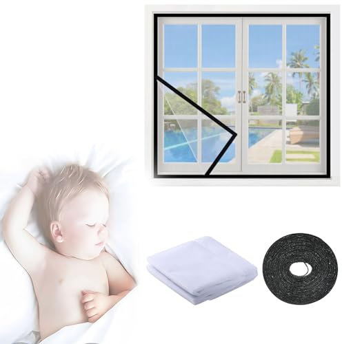 145x160cm,Fliegengitter für Fenster, DIY Fenster Insektenschutzgitter Fliegennetz Insektenschutz Pollenschutz Mückenschutz Fenster