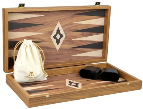 Ensemble de backgammon Manopoulos en noyer de 50,8 cm