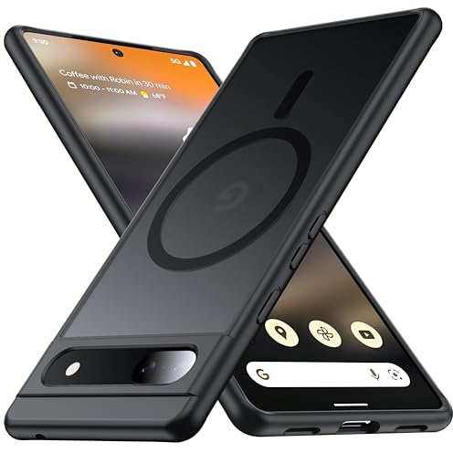 FNDMIL [NO.1 Magnetisch für Google Pixel 6a Hülle mit MagSafe [Translucent Matt] [Anti-Fingerabdruck] [Militär Stoßfest] Hardcase mit Weich Silikon Handyhülle für Pixel 6a Case Dünn 6.1'', Schwarz
