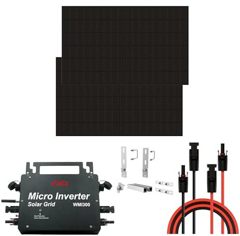 Wonder Full Energy – Kit Solaire Complet Plug & Play 300W Monocristallin – IP67 – Micro-onduleur Inclus – Haute Efficacité 21% – Prêt à Brancher pour Balcon, Toit, Jardin, Mur – Installation Facile