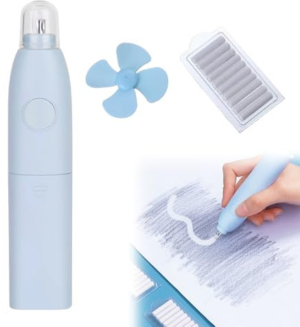 Elektrischer Radiergummi,Batteriebetriebener Radierstift,Elektro-Radierer mit 10 Ersatzradiergummis,Präzisionsradierer,Automatischer Radiergummi für Bleistifte Zeichnen,Skizzieren,Büro,Blau