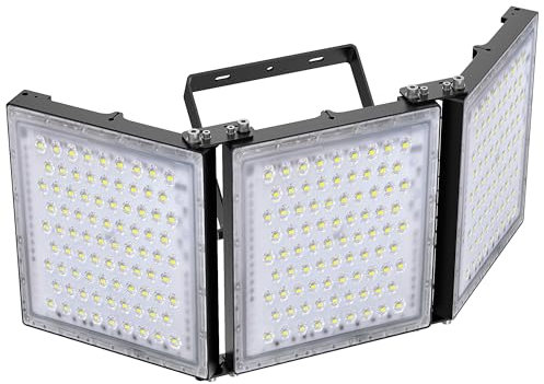 STASUN Mini série projecteur à LED d'extérieur, 900W 90000lm éclairage extérieur, 6000K lumière du jour blanche, IP66 étanche projecteur extérieur lumière de sécurité extérieure avec 3 têtes