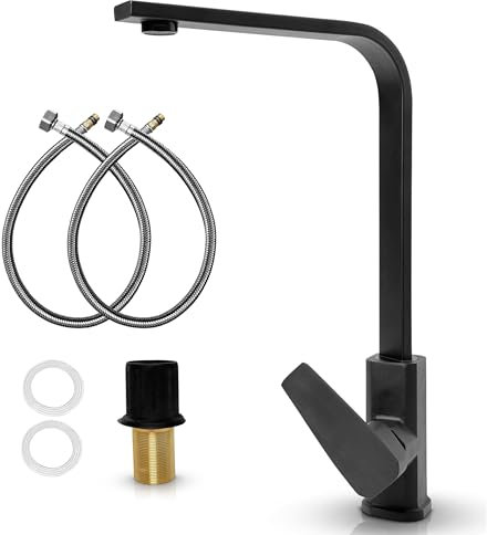 MSC BlKTap Robinet de cuisine moderne à col de cygne avec bec pivotant à 360° – Robinet mitigeur pour évier de cuisine avec levier unique à 1 trou, robinet de cuisine élégant et durable