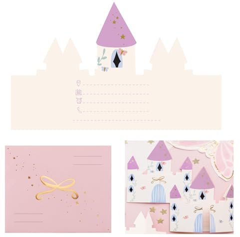 Libetui Set 6 Einladungskarten Schloss Prinzessin Geburtstag Mädchen Kindergeburtstag Einladungen Mädchen Party Einladung Invitation