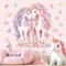 decalmile Stickers Muraux Enfants Licorne Grand Autocollant Mural Licorne Fleur Papillon Décoration Murale Chambre Fille Bébé Pépinière Salon