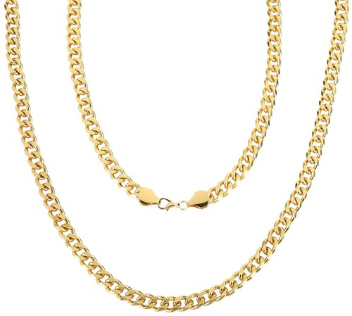 KarneLux Goldkette 50 cm - Kostüm Accessoire für Gangster, Rapper oder Joker - Disco Goldkettchen Panzerkette 80er Jahre für Karneval oder Fasching