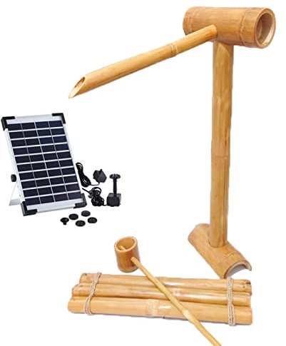 DDNGEJ Kit de Fontaine avec Pompe, Bain d'oiseaux, Fontaine Solaire de Jardin Zen, décoration de Cour avec Radeau et cuillère pour étang à Poissons 70 cm/27,5 Pouces