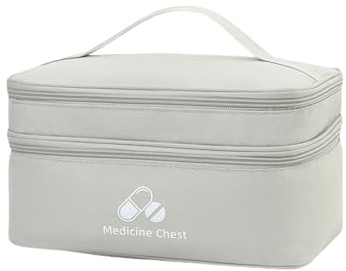 Bolsa Médica de Emergencia Portátil para Viaje - Paquete de Medicamentos y Primeros Auxilios (Gris)