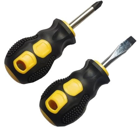 2PCS Short Phillips-Head and Flathead Screwdrivers,Pocket Magnetic Screwdriver Set for DIY Repairing