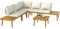 Outsunny Gartenmöbel Outdoor Eckgarnitur 5-Sitzer modular aus Akazienholz mit Sofas und Couchtisch, inkl. Lattenrost und Kissen, Gartenmöbel Terrasse Veranda, cremefarben
