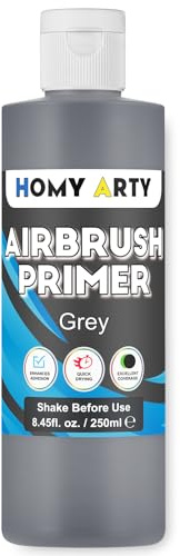 HOMY ARTY Airbrush Primer - Grau Acrylgrundierung für Airbrush, 250 ml | schnelltrocknende, matte Grundierung, für Airbrush Farbe mit ausgezeichneter Haftung auf Kunststoffmodellen, Metall, Leinwand