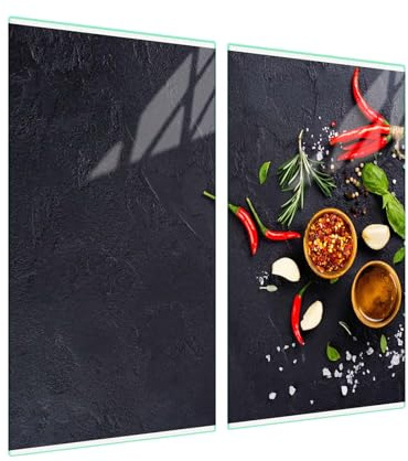 SFArt Herdabdeckung Glas – Gehärtetes Glas Schneidebrett & Ceranfeld Abdeckplatte 2 Teilig 40x52– Hygienisch & Rutschfest – Schutz für Induktion, Ceran - Chilli beton