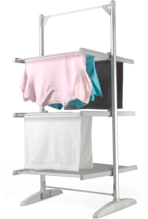 Beldray 3 Tier Heated Airer, 300 W, 20 m Drying Space | 36 Aluminium Bars, Up To 30 kg Load, Foldable Indoor Clothes Drying Rack, Lightweight Frame, Grey Finish