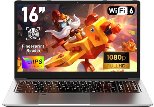 NAIKLULU Laptop Gaming PC Portatile R7 5825U Processore (2,0 a 4,5 Ghz), 16 Pollici 32GB RAM 1TB SSD Gamer Computer Portatile Notebook, 51.97Wh/Tastiera Retroilluminata/Tipo-C