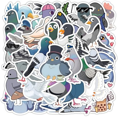 Culinavog 126 Stück Taube Aufkleber für Laptop, Tauben Stickers Wasserdicht | tauben Stickers Wasserdicht für Kinder Jugendliche Erwachsene Jungen, Vinyl Aufkleber für Scrapbook, Skateboard, Auto, Gepäck