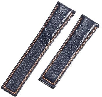ROUHO 22mm Atmungsaktives Echtleder Uhrenarmband Schweißfestes Ersatz Uhr Band für Tag Heuer Carrera Heritage Chronograph 6