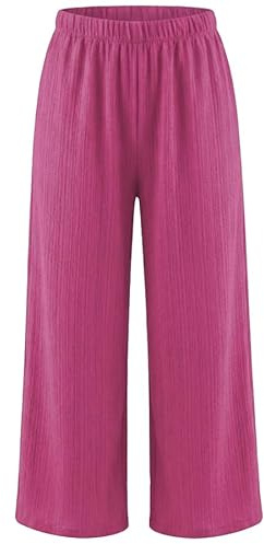Van Der Rich ® - Pantalone Estivi Largo a Gamba Dritta Tessuto Strutturato Taglio Intramontabile Vita Elastica - Donna