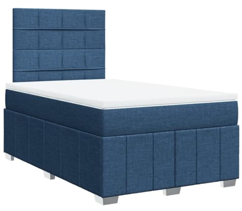 Owoxanthellate Boxspringbett komplett Set Blau 120x190 cm mit Taschenfederkernmatratze für einzelnes Schlafzimmer Jugendzimmer oder Gästezimmer atmungsaktives Kopfteil höhenverstellbar