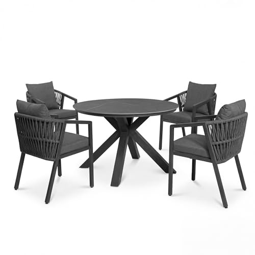 di volio Licato Gartenmöbel-Set mit Tisch und 4 Stühlen Polyrattan Outdoor