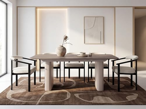 WFL GROUP Ausziehbarer Rechteckiger Esstisch – XXL Modernes Design Metallgestell in Kaschmir – für 8-12 Personen, 180 x 90/280 cm – Eiche Braun