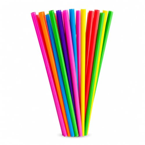 Zenic | Pajitas Reutilizables de Plástico Multicolor | Pack 250 Unidades | 21 cm de Largo 6 mm Ancho | sin BPA para Bebidas Frías Calientes Cócteles Batidos